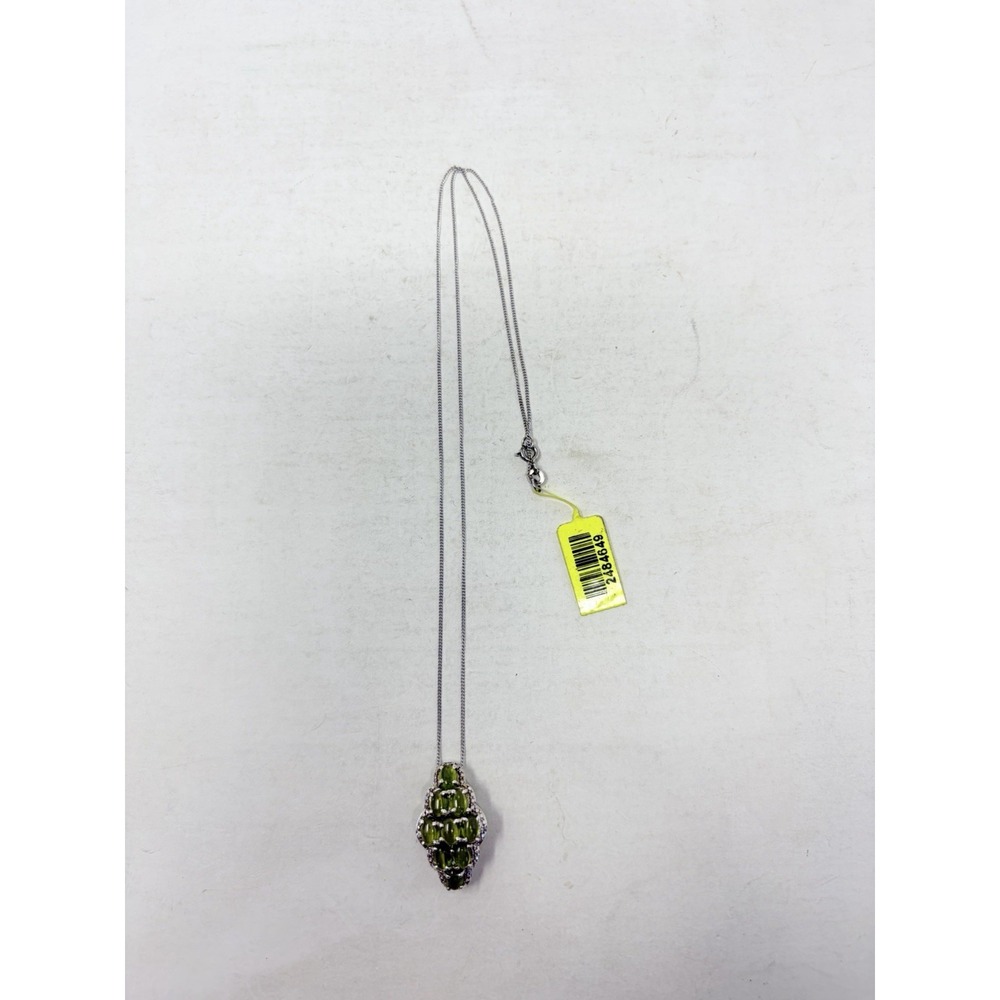 Shop LC Green Vesuvianite/White Topaz Sterling Silver Pendant with Chain 5022
